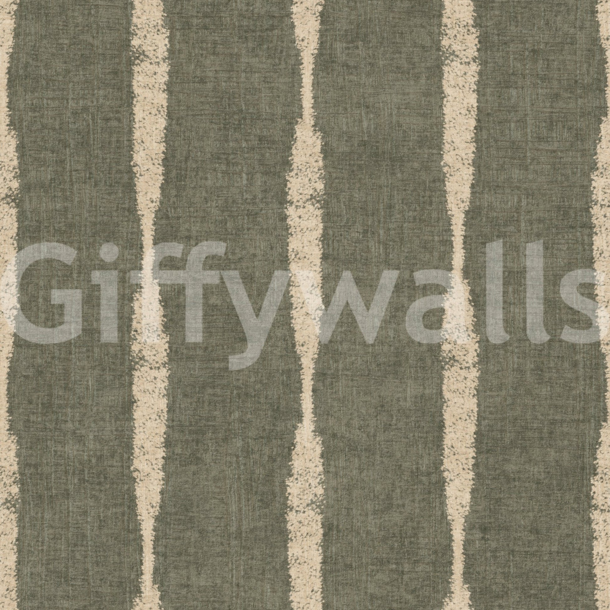Warm Beige Textured Distressed Stripes on Muted Green Wallpaper⁠GD9618