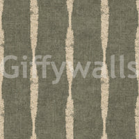 Warm Beige Textured Distressed Stripes on Muted Green Wallpaper⁠GD9618