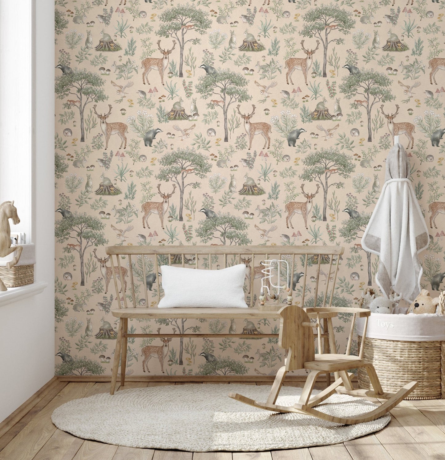 Rustic wildlife wallpaper for interiors
