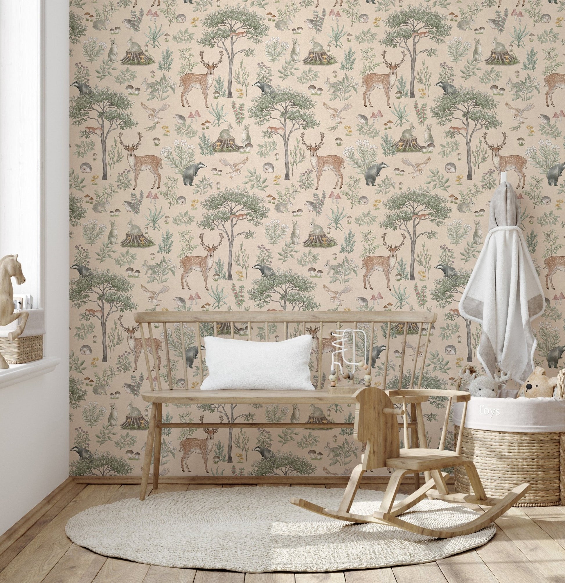 Rustic wildlife wallpaper for interiors
