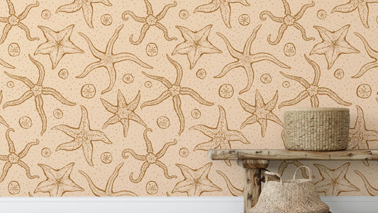 Cozy warm brown echinoderms wallpaper for nature-inspired decor.
