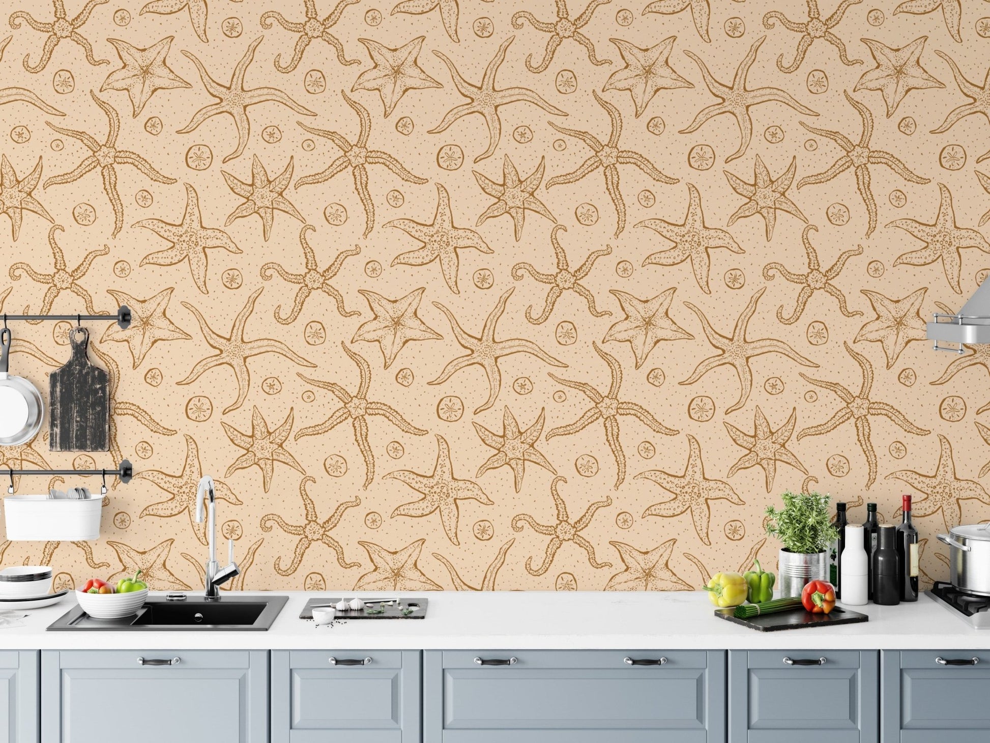 Elegant warm brown echinoderms mural for a rustic, earthy vibe. RNM34

