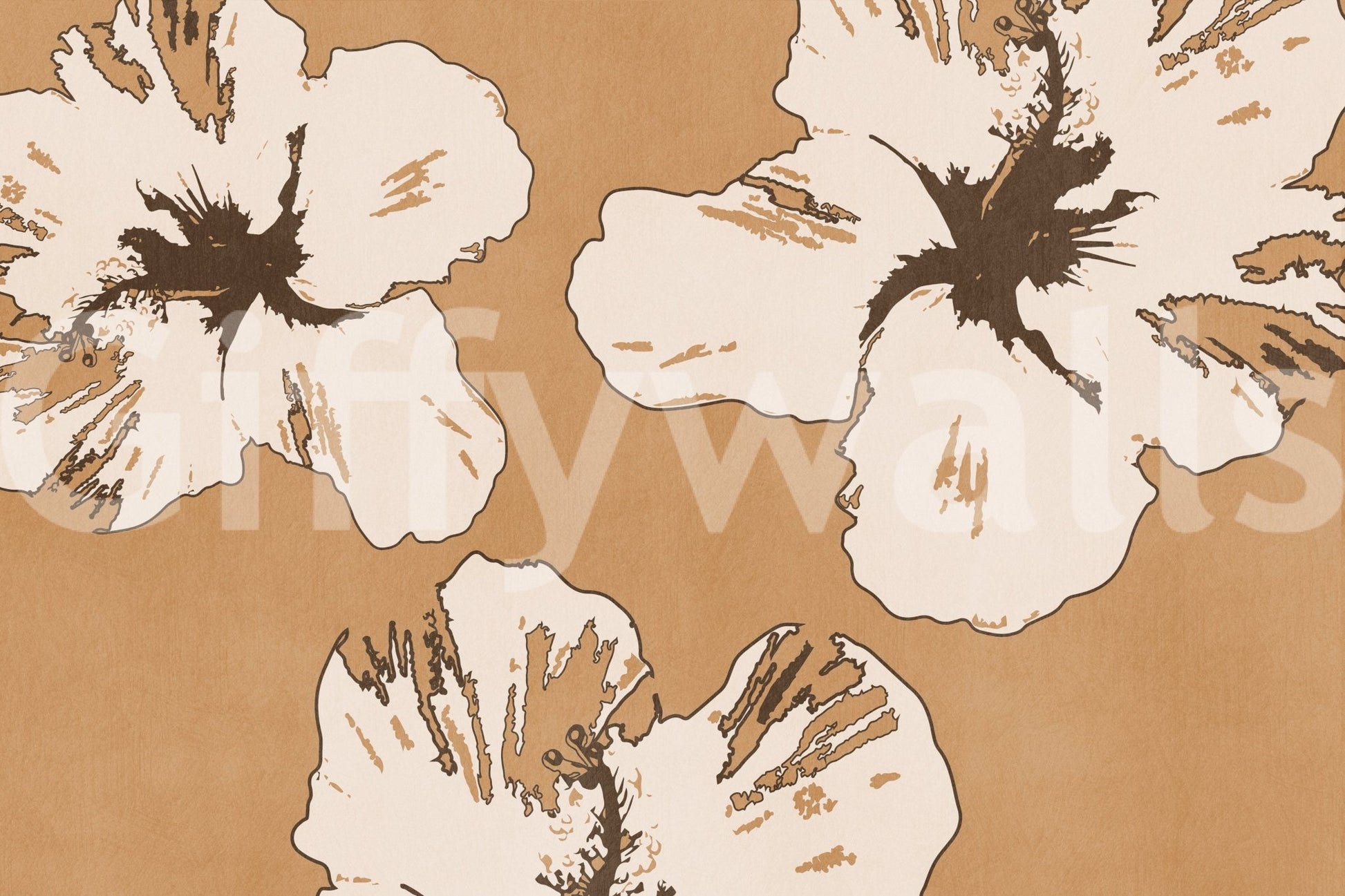 Warm Mix of Hibiscus wall mural showing bold blooms and balanced contrast