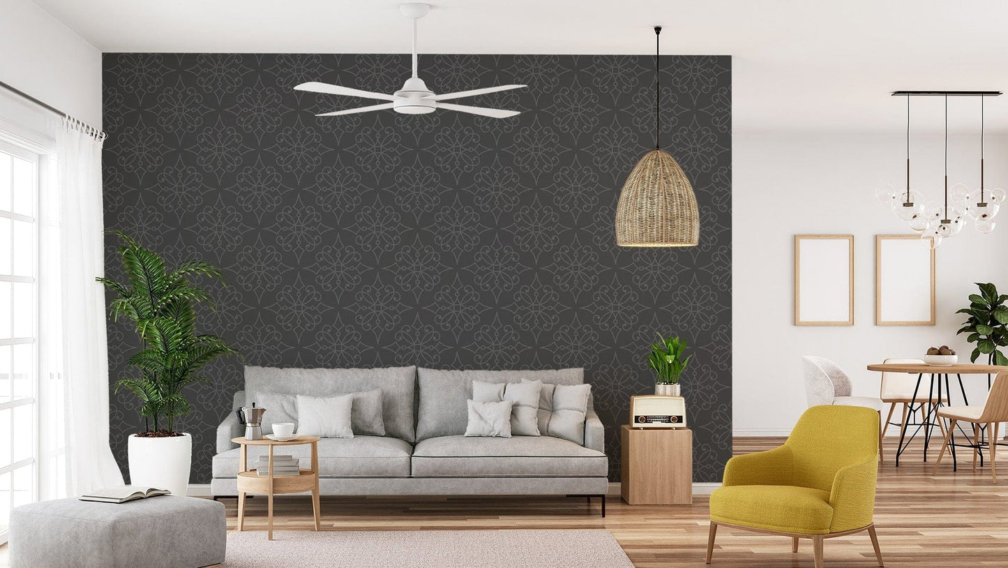 Leaf-patterned autumn damask wallpaper mural
