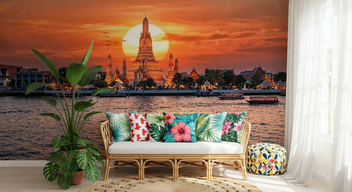 Wat Arun: Golden Horizon Sunset Wall Mural