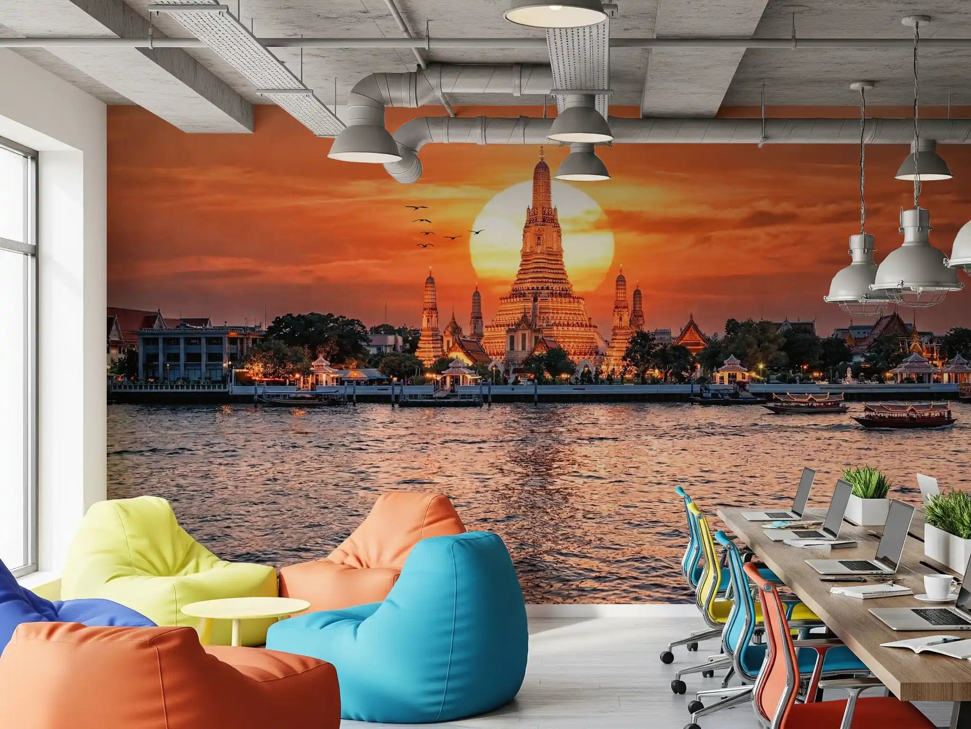 Wat Arun: Golden Horizon Sunset Wall Mural