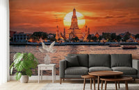 Wat Arun: Golden Horizon Sunset Wall Mural