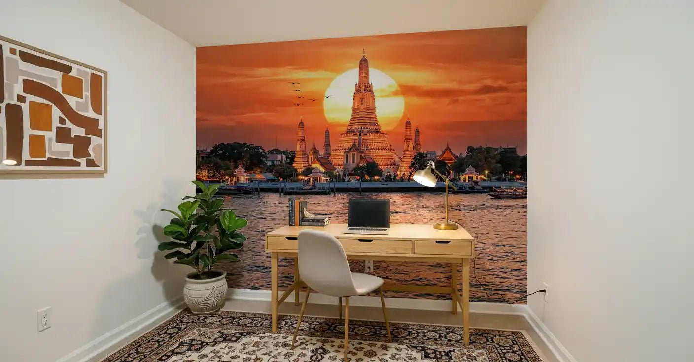 Wat Arun: Golden Horizon Sunset Wall Mural