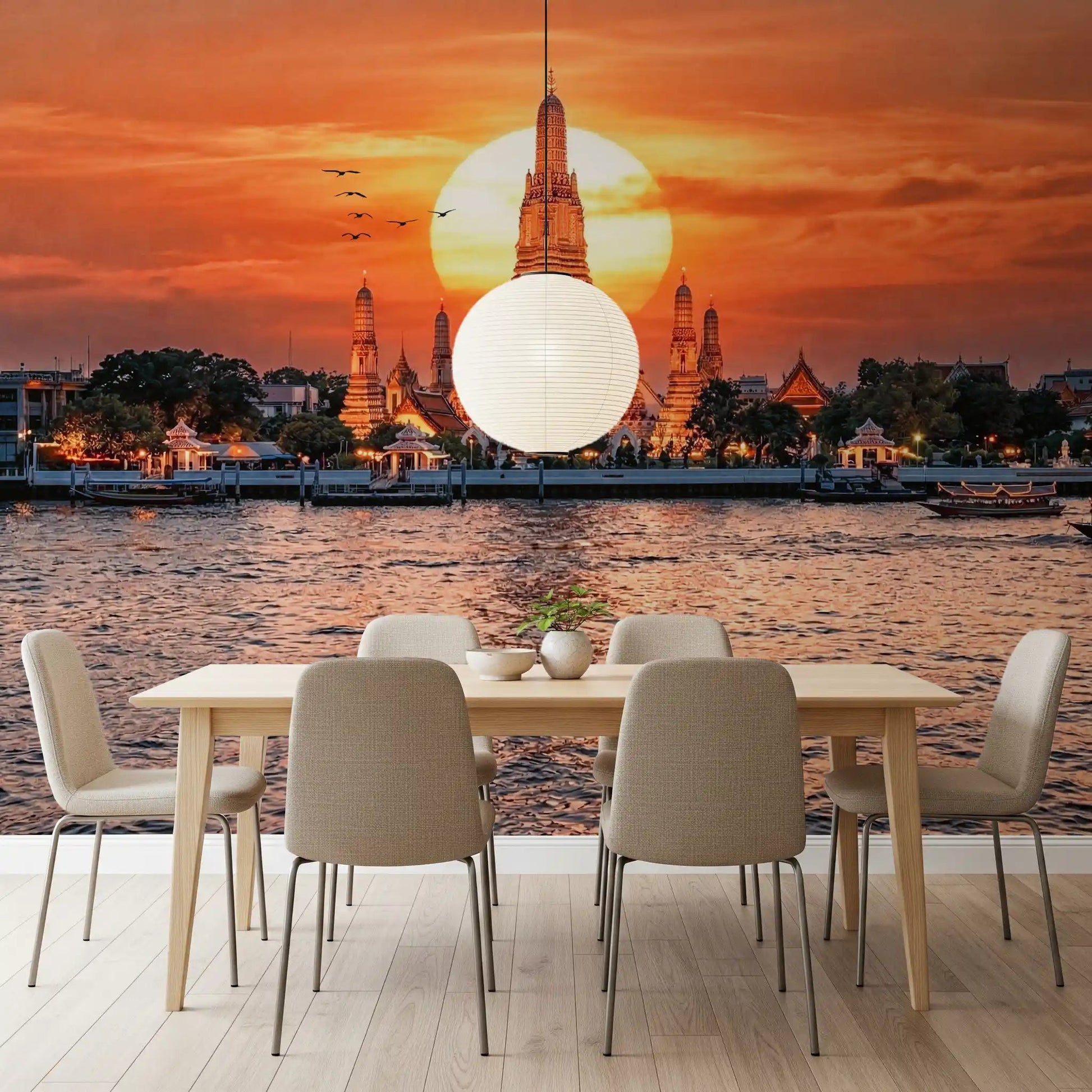 Wat Arun: Golden Horizon Sunset Wall Mural