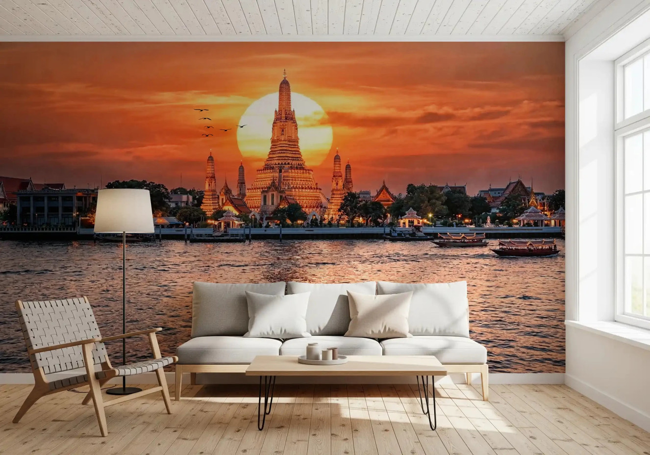 Wat Arun: Golden Horizon Sunset Wall Mural