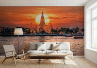 Wat Arun: Golden Horizon Sunset Wall Mural