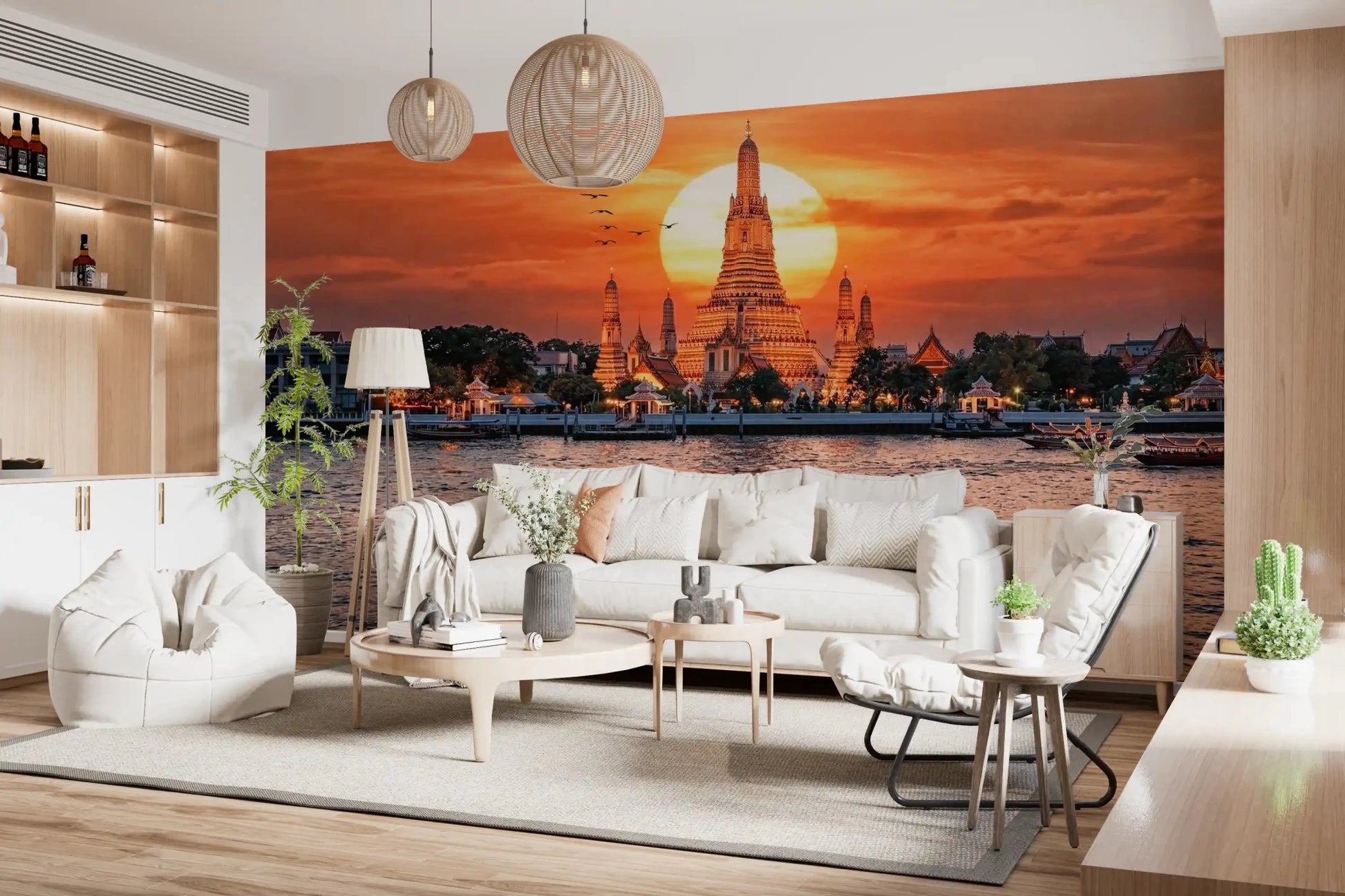 Wat Arun: Golden Horizon Sunset Wall Mural