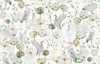 Interior design Water Garden Serenity wall mural elegant water lily elements.