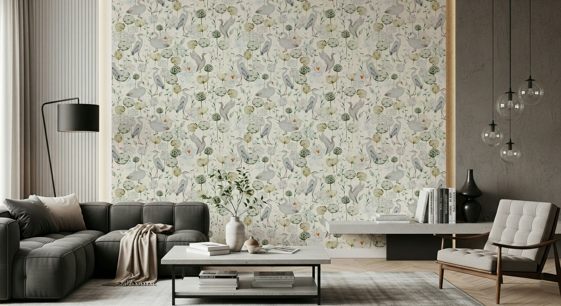 Delicate Water Garden Serenity wallpaper for walls nature inspired imagery.