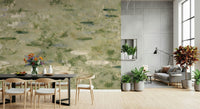 A graceful subtle bloom wall mural in soft, elegant tones.