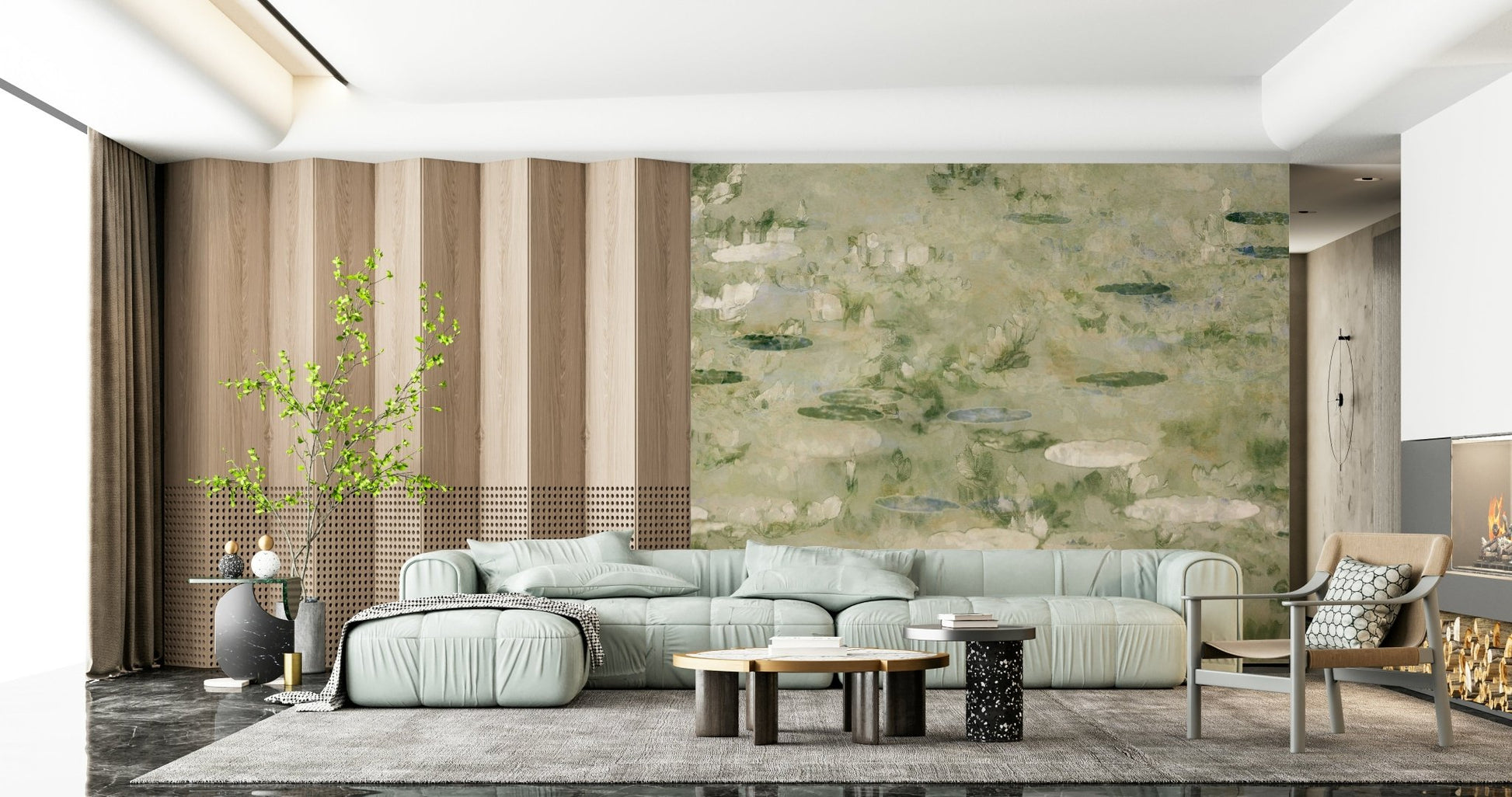 An artistic nature inspired mural for home decor.