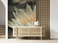 Aquatic flower art, tranquil pond scene, serene Water Lily wall decor.