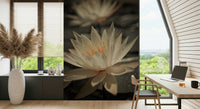 Close-up Water Lily Wall Mural, white bloom, soft focus, serene.