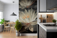 Botanical beauty, large white flower, Water Lily Wall Mural decoration.