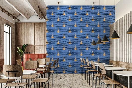 Captivating Water Rhythms design, swimmer pattern on blue water.