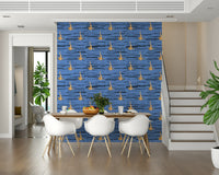Synchronized figures floating in blue, Water Rhythms wall art., GD6639