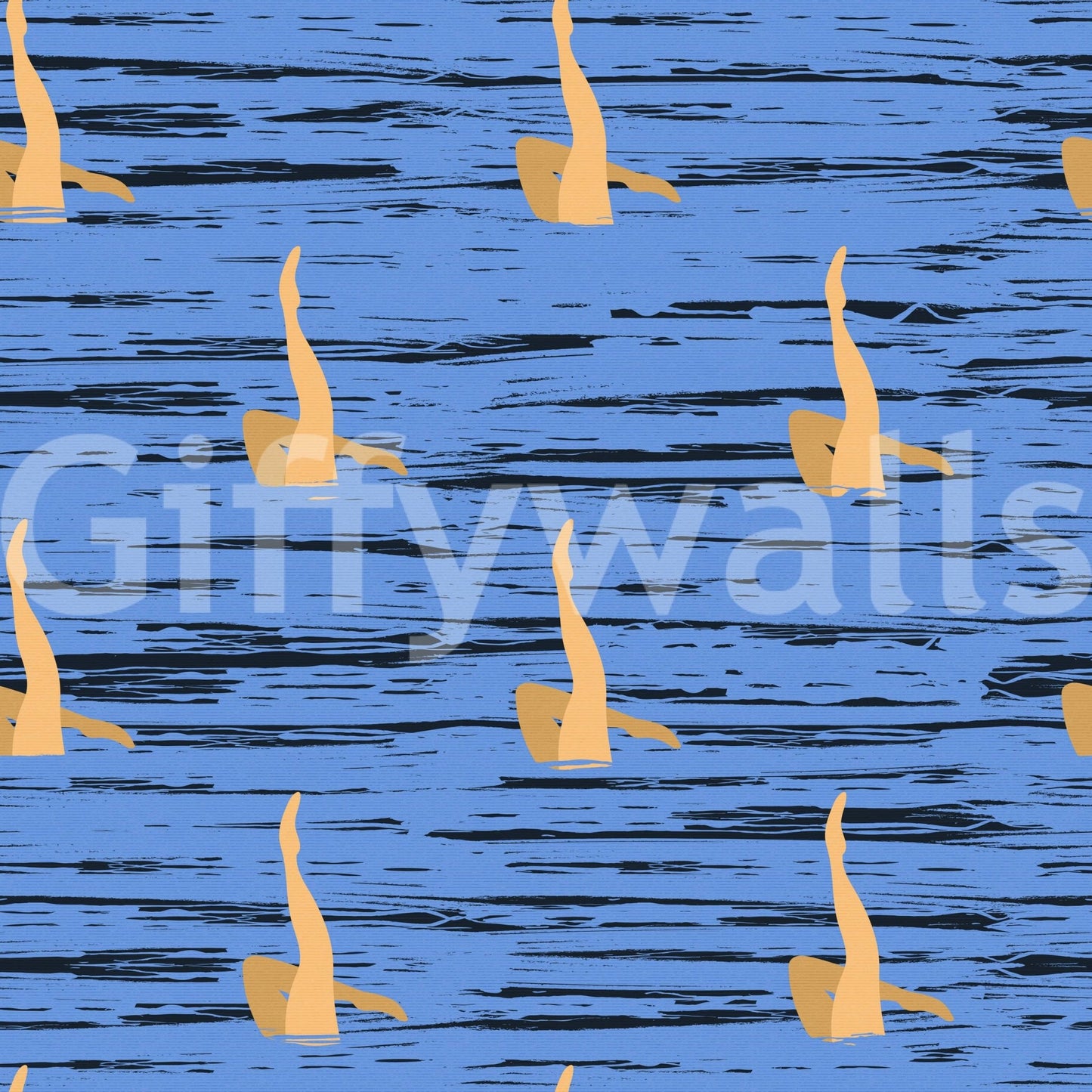 Subtle Water Rhythms design, dynamic legs against textured blue., GD6639