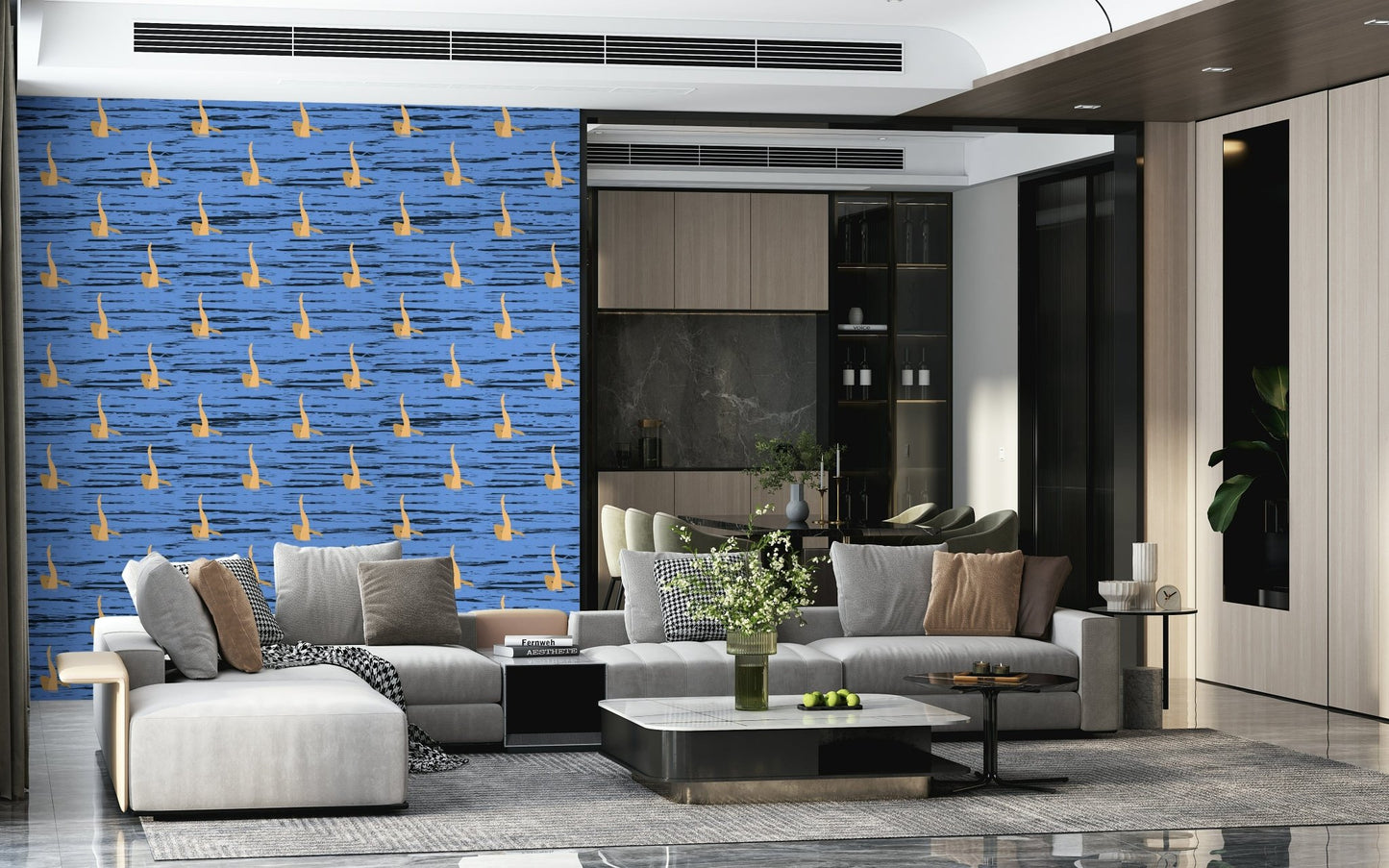 Bespoke aquatic display, Water Rhythms wallpaper for a fresh look., GD6639