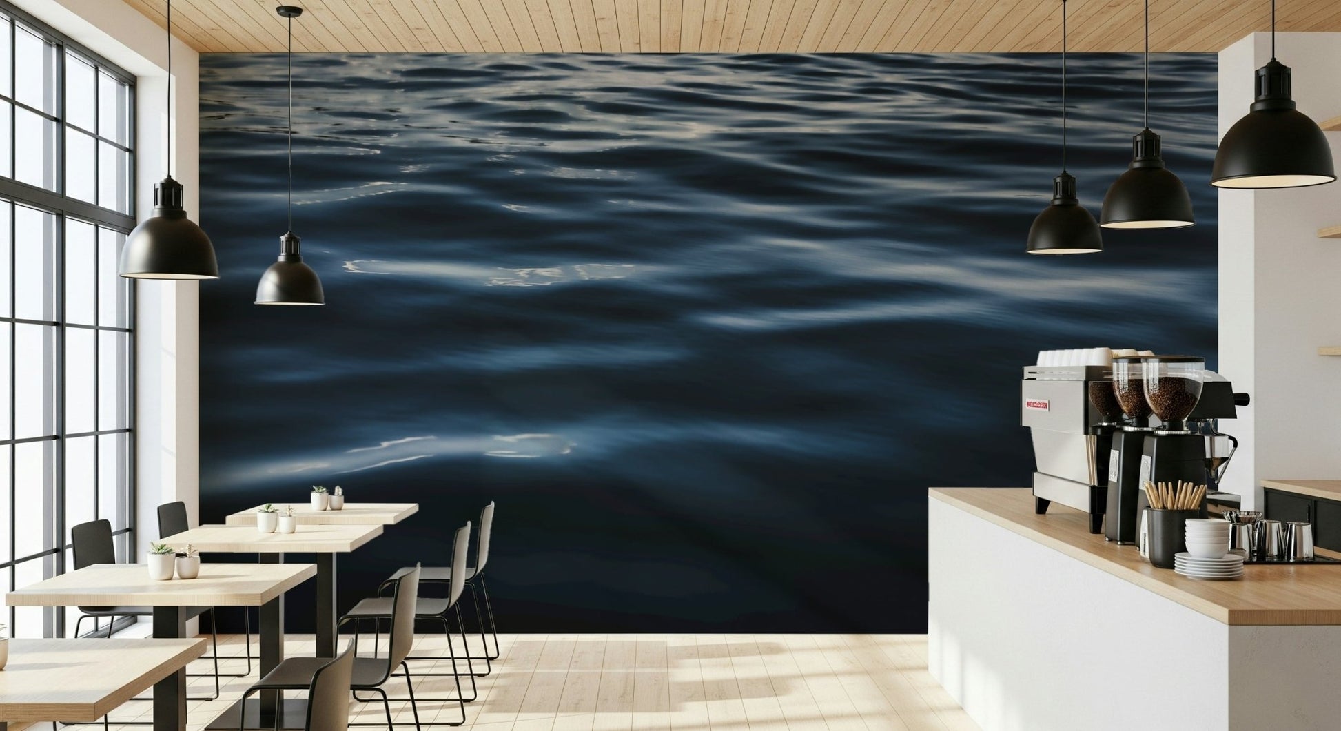 Water ripple wallpaper for walls in a spa.