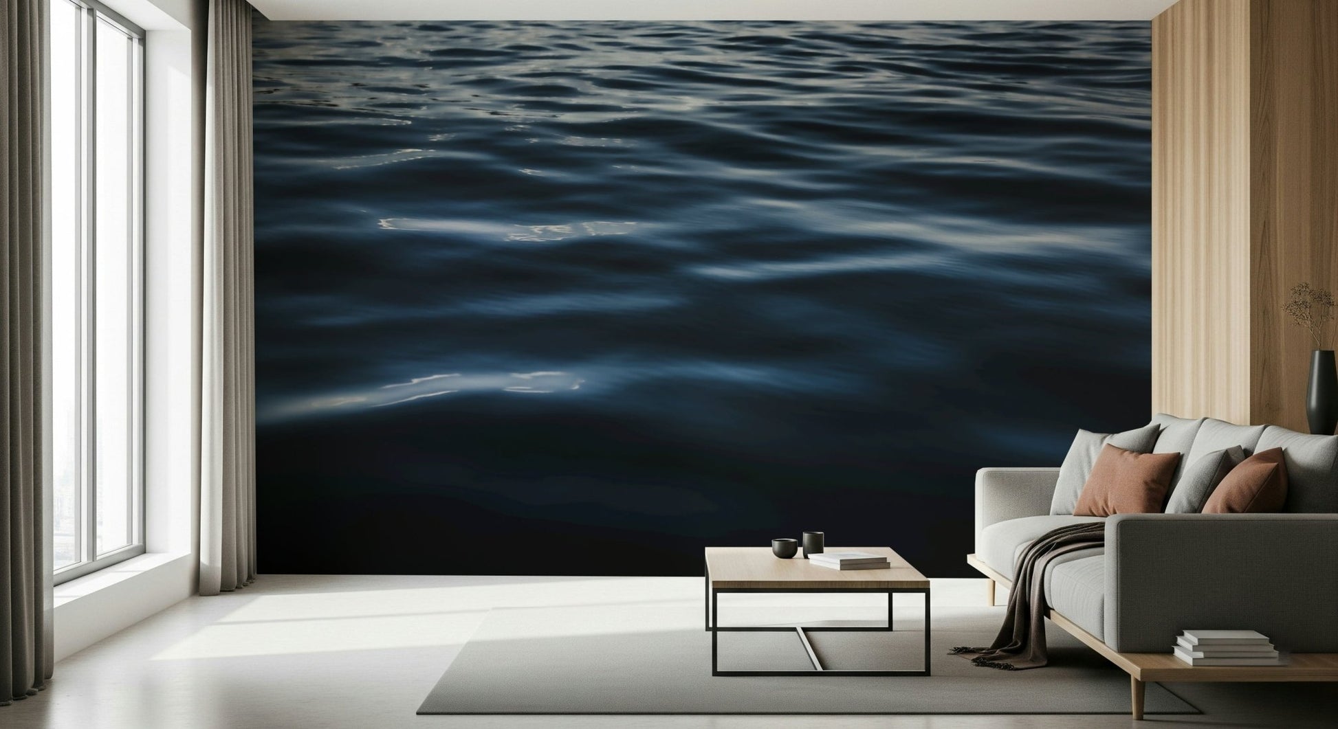 Close-up of blue water ripple wallpaper texture.