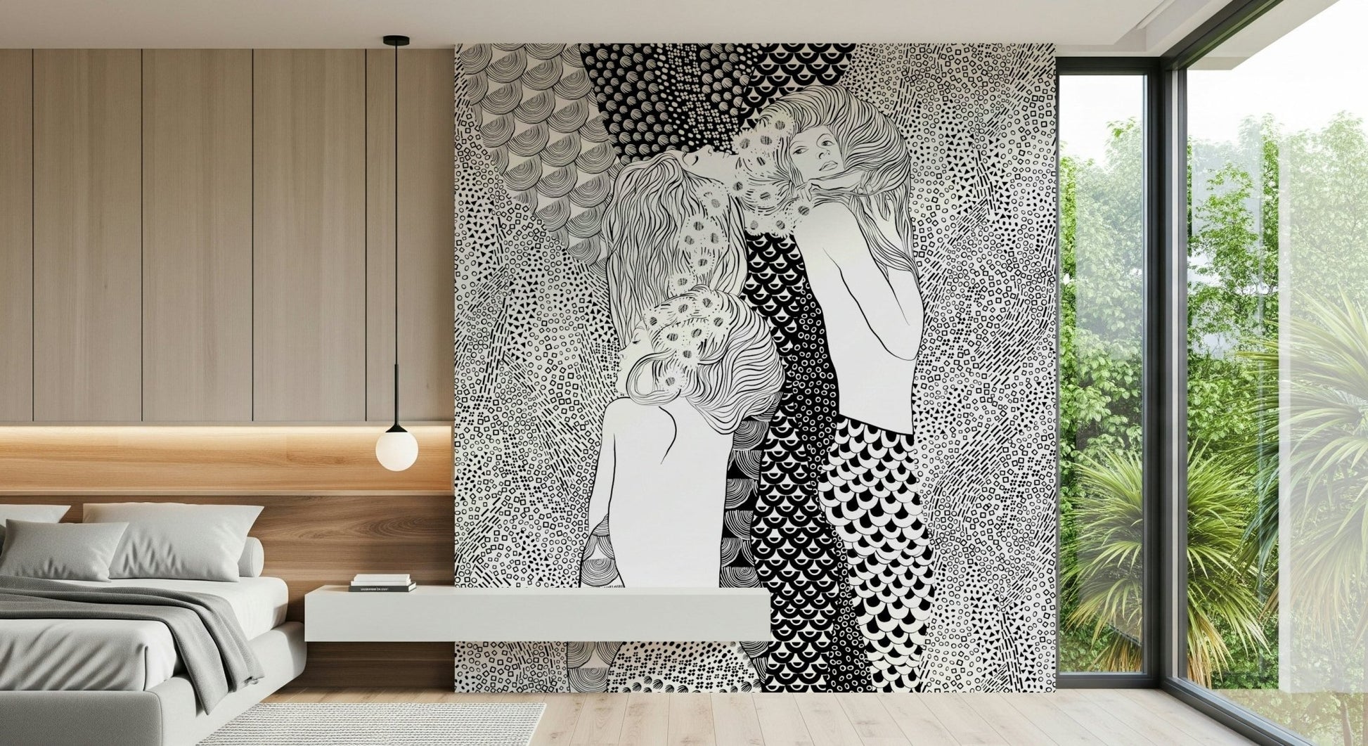 Water Serpents Wall Mural with swirling graphics for a kids bedroom., GD7835