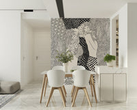 Aquatic serpent wallpaper for a modern home office or study space., GD7835