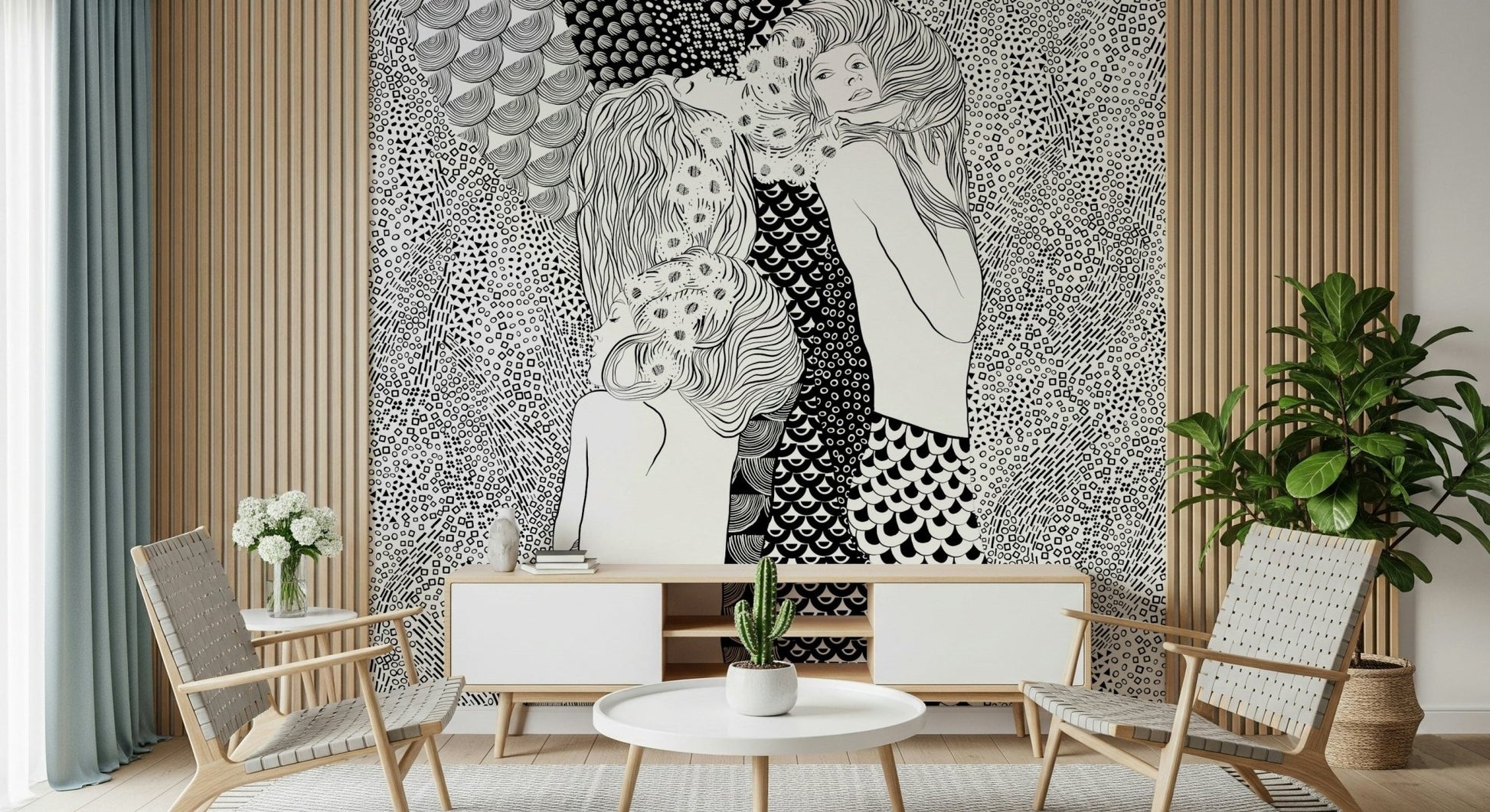 Water Serpents Wall Mural in cool tones for a bathroom feature wall., GD7835