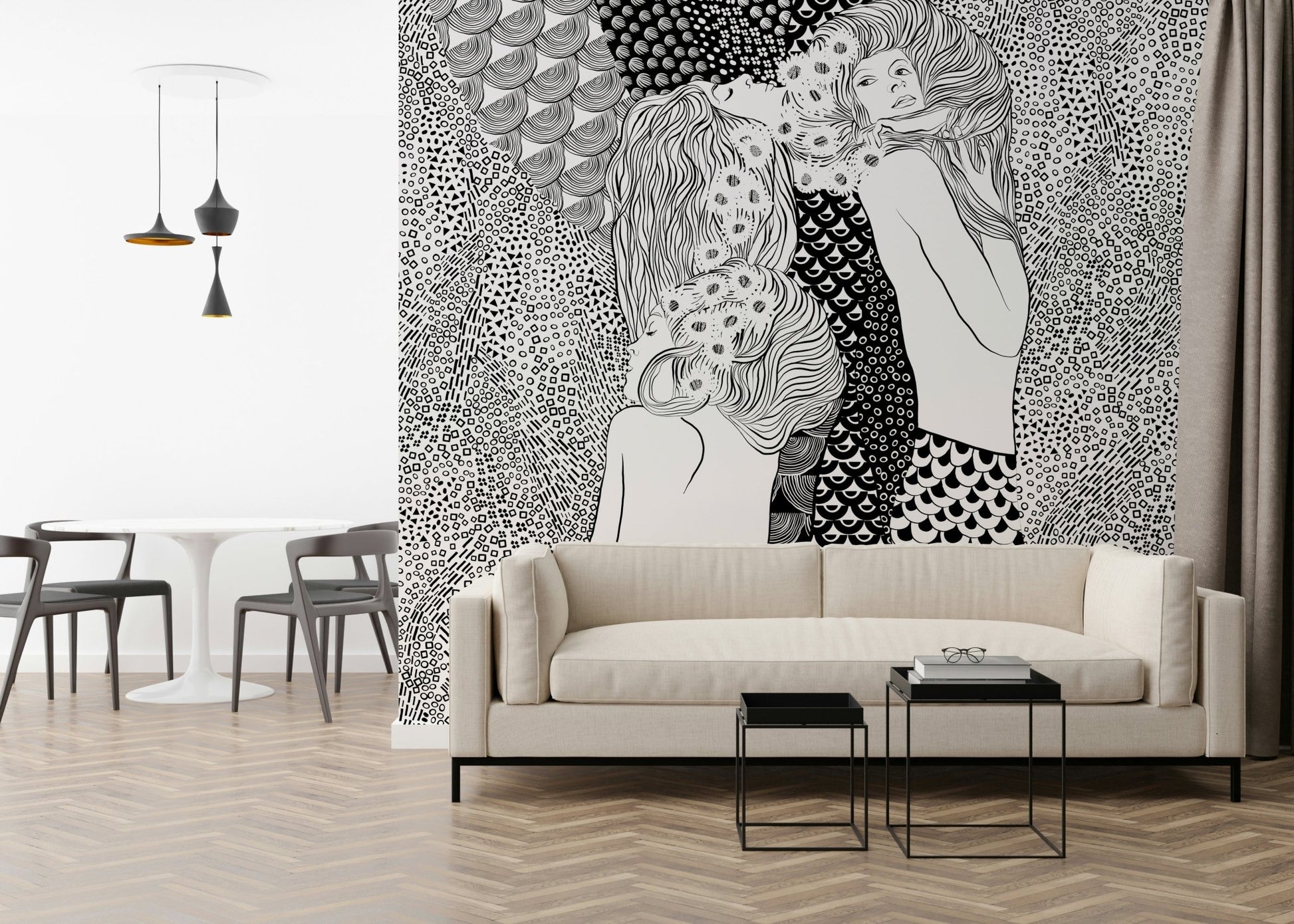 Stylized aquatic wallpaper for an apartment with a marine theme., GD7835