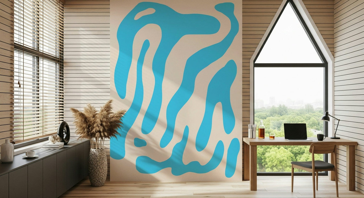 Full wall view of the complete clear Water Wall Mural design.