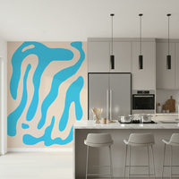 Home office featuring the calming blue Water Wall wallpaper mural.