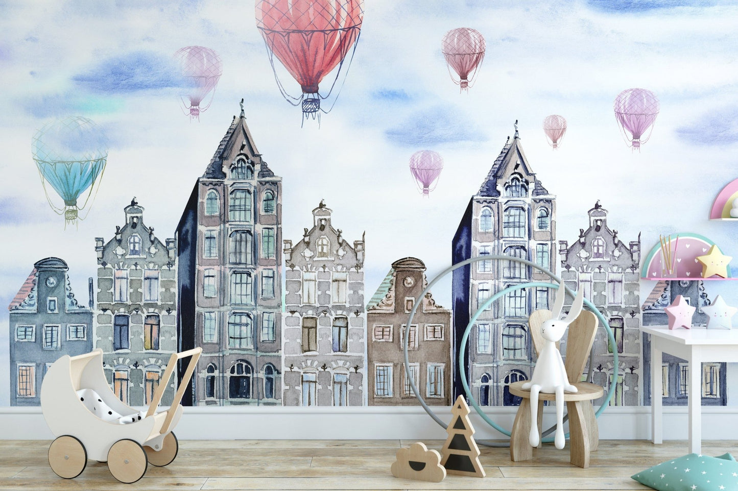 Watercolor Amsterdam Wallpaper Mural - Giffywalls A810