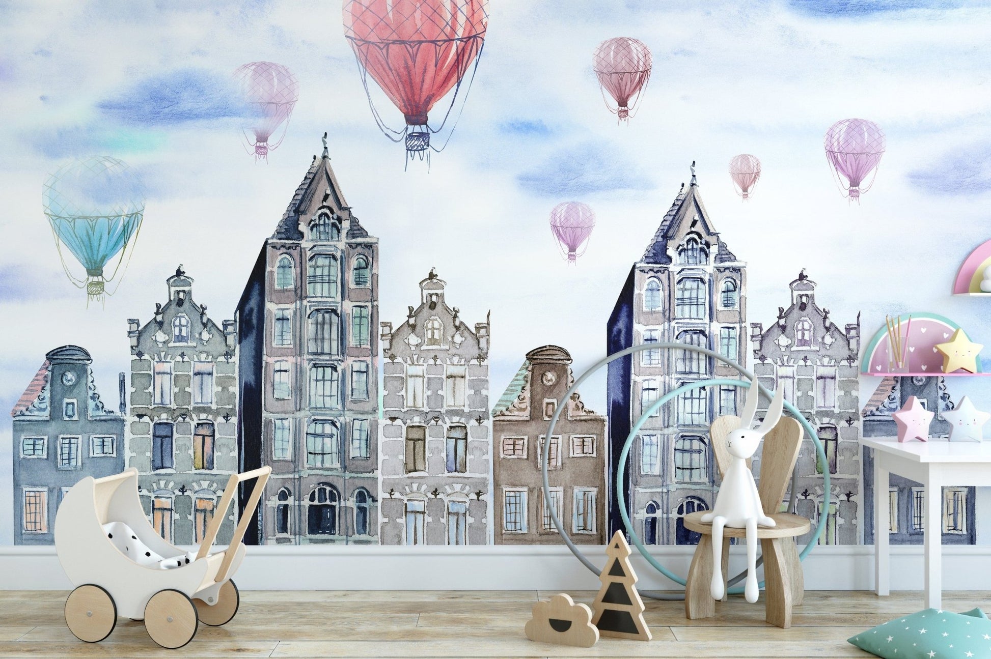 Watercolor Amsterdam Wallpaper Mural - Giffywalls A810