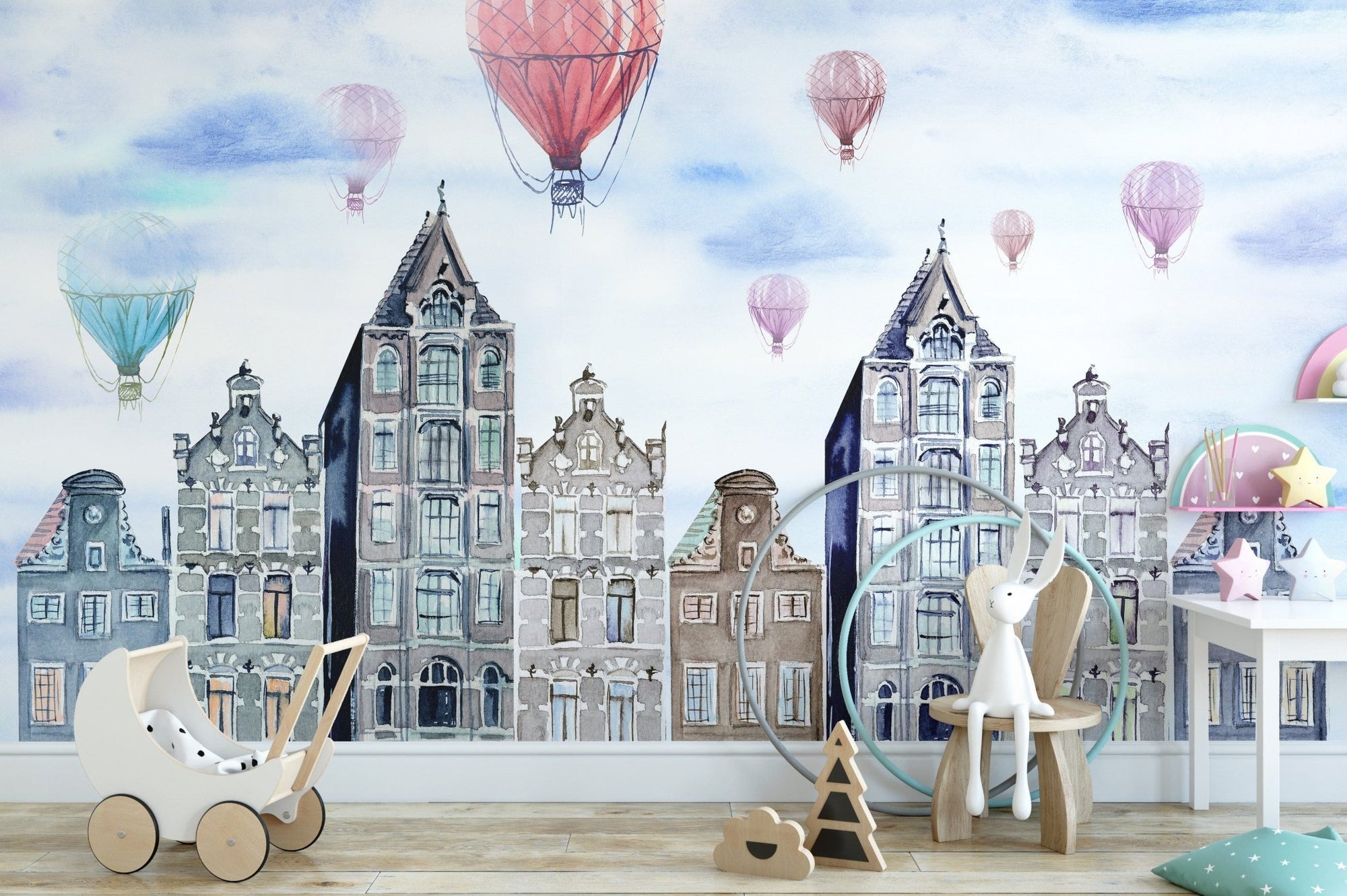 Watercolor Amsterdam Wallpaper Mural - Giffywalls A810