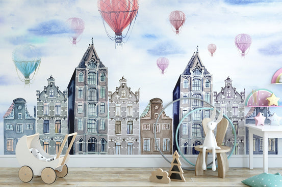Watercolor Amsterdam Wallpaper Mural - Giffywalls A810