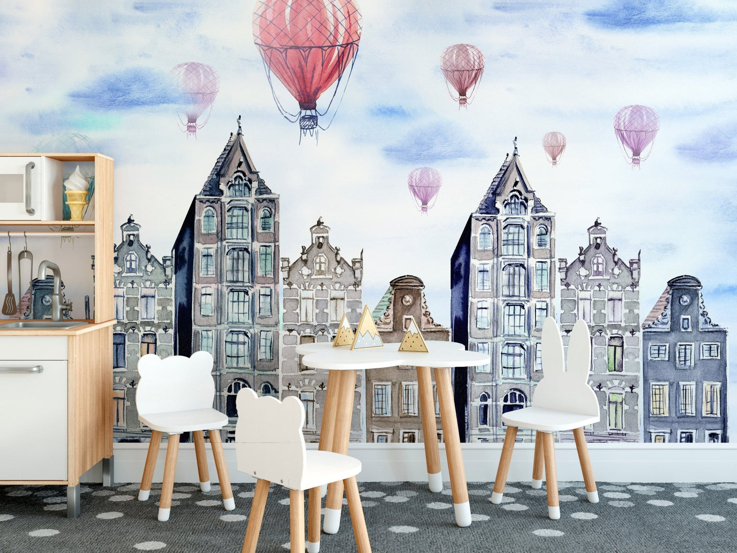 Elegant watercolor Amsterdam wallpaper for modern interiors A810