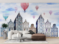Watercolor Amsterdam Wallpaper Mural - Giffywalls A810