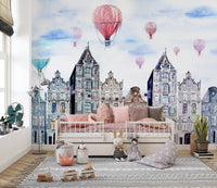 Watercolor Amsterdam Wallpaper Mural - Giffywalls