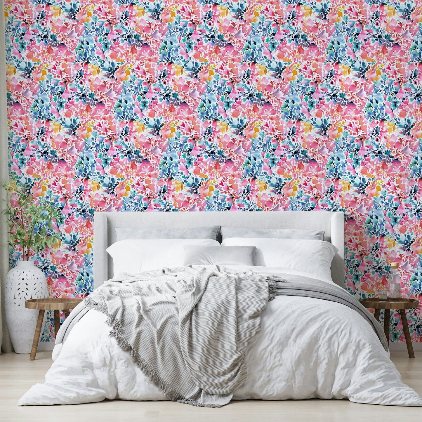 Watercolor flowers wall mural

