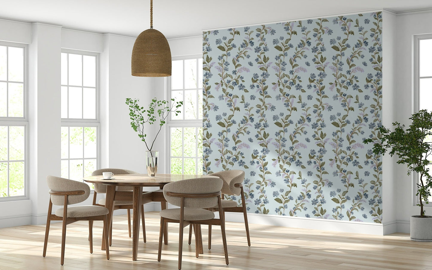 Watercolor Bloom Serenity: Elegant floral wallpaper pattern for beautiful walls.