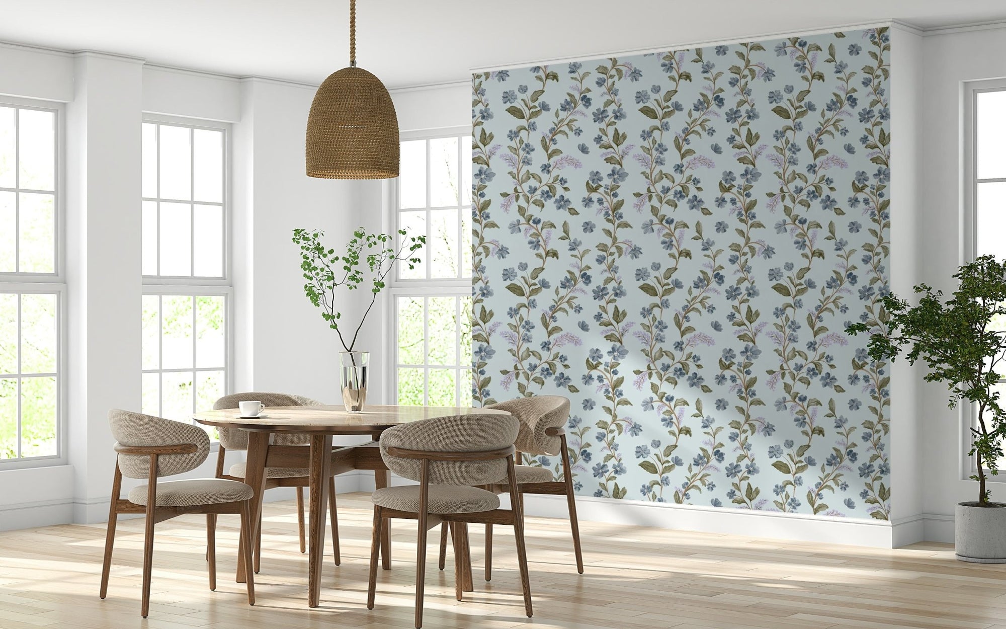 Watercolor Bloom Serenity: Elegant floral wallpaper pattern for beautiful walls., GD7033