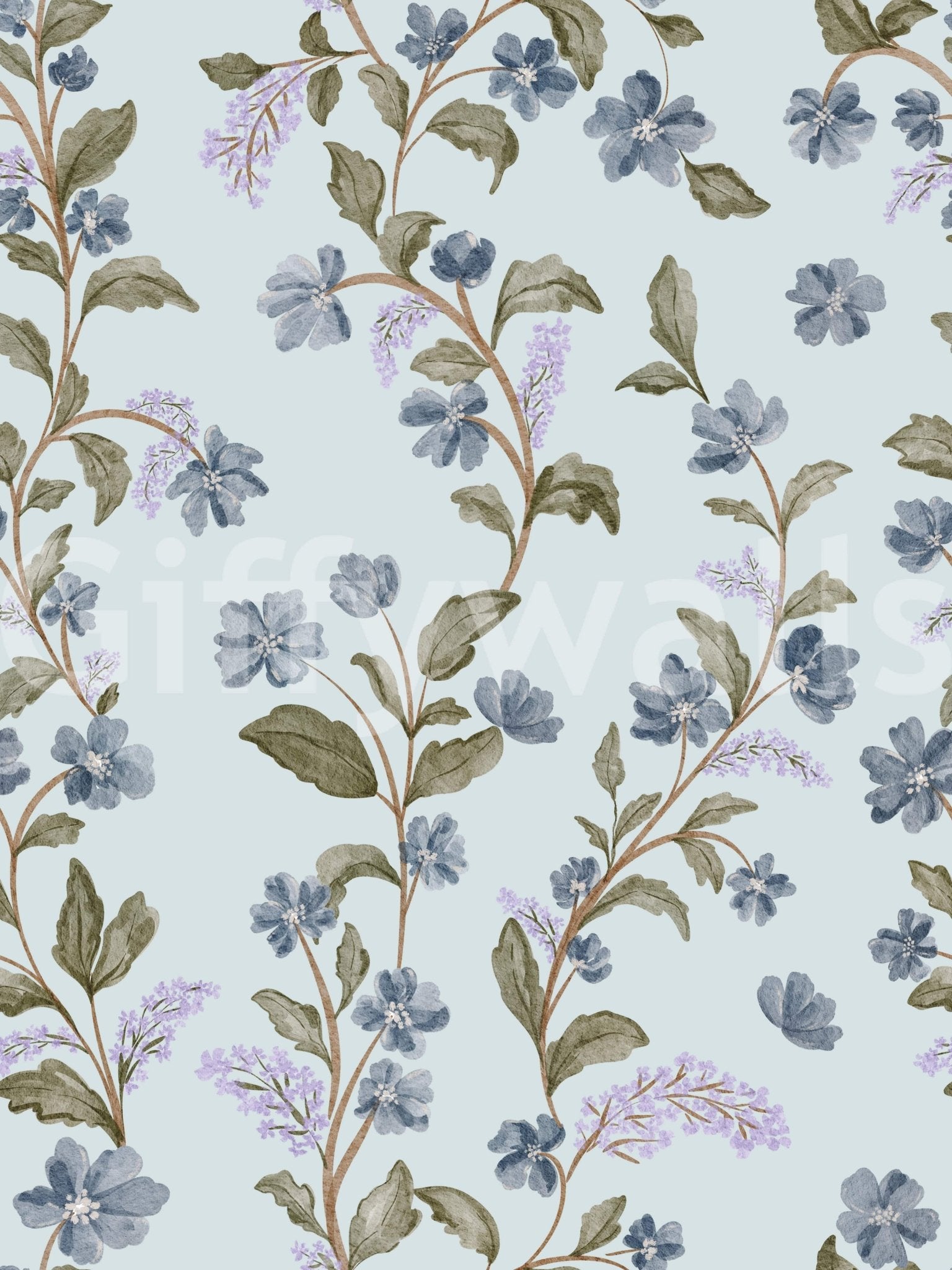 Beautiful Watercolor Bloom Serenity hand painted look wall covering.