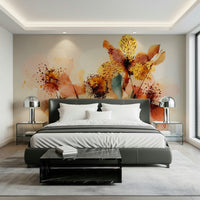 Behind the bed, Watercolor Bloom Wall Mural adds airy flower detail to this bedroom, GD7915