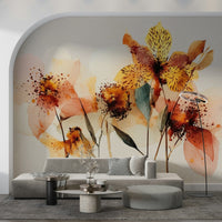 Framed inside an arched alcove, Watercolor Bloom Wall Mural creates a graceful focal point, GD7915