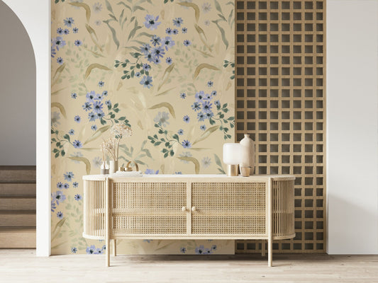 Serene Watercolor Bloom Wallpaper design, perfect for any interior space.