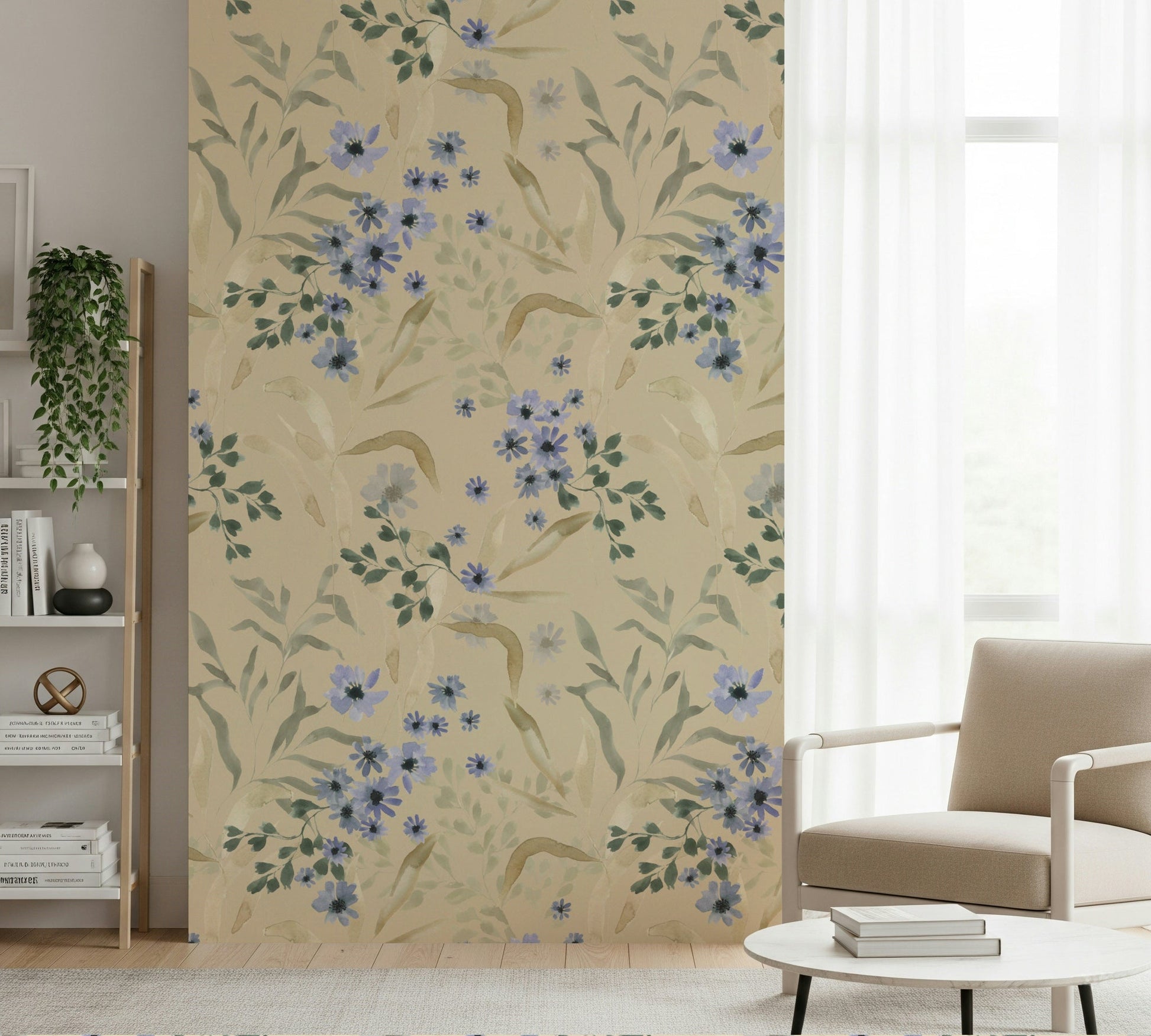 Gorgeous Watercolor Bloom Wallpaper for walls, with abstract flower clusters.
